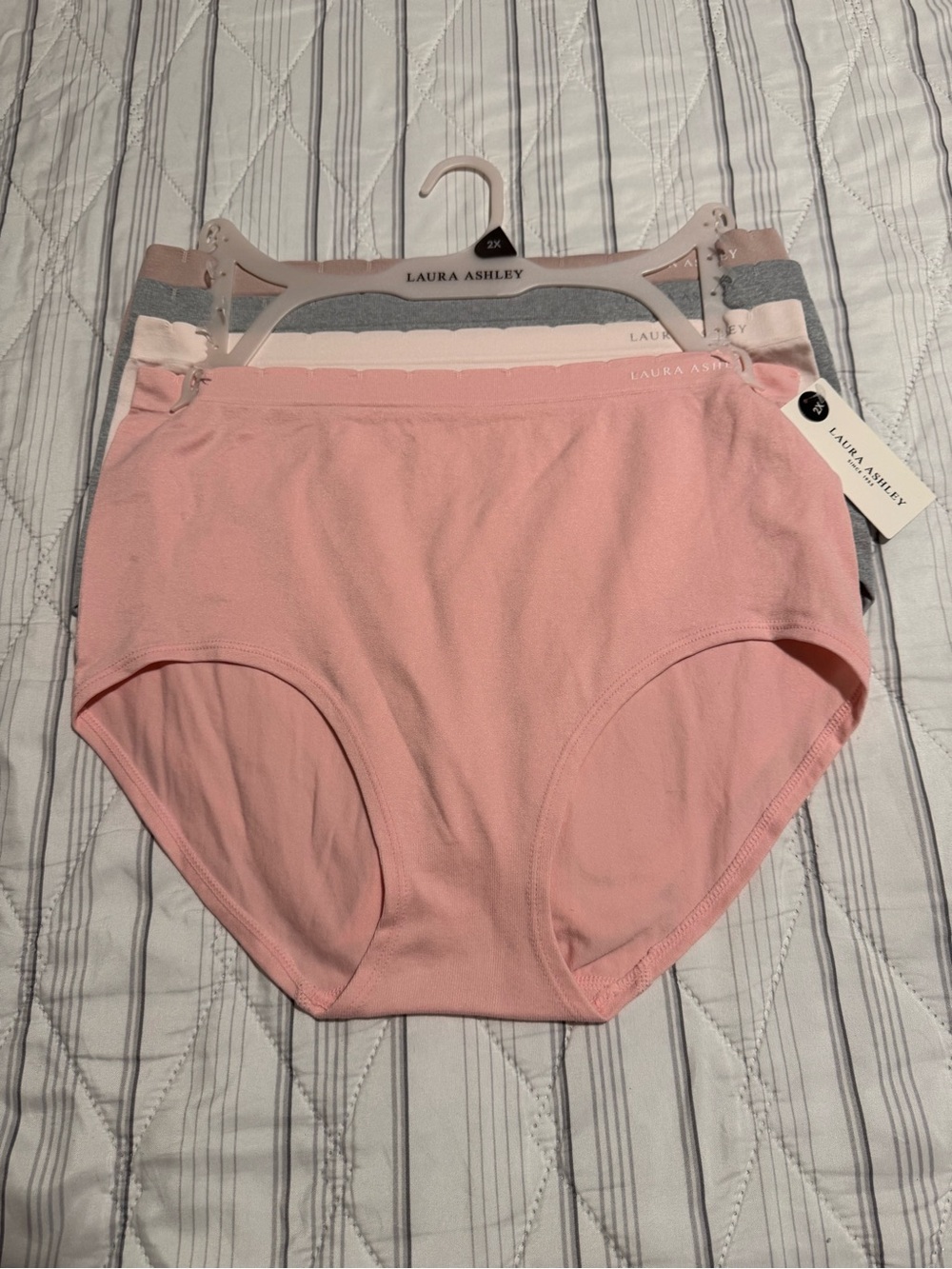Laura Ashley Pink and Gray Cotton Briefs - 3 Pack